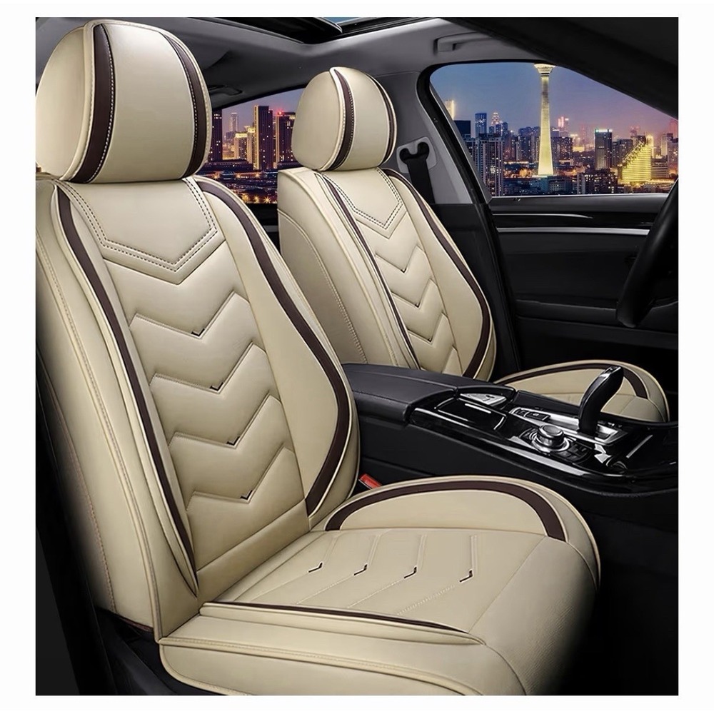 Nappa Leather Car Seat Cover BeigeCushion Protect for Honda Civic 2000-2026